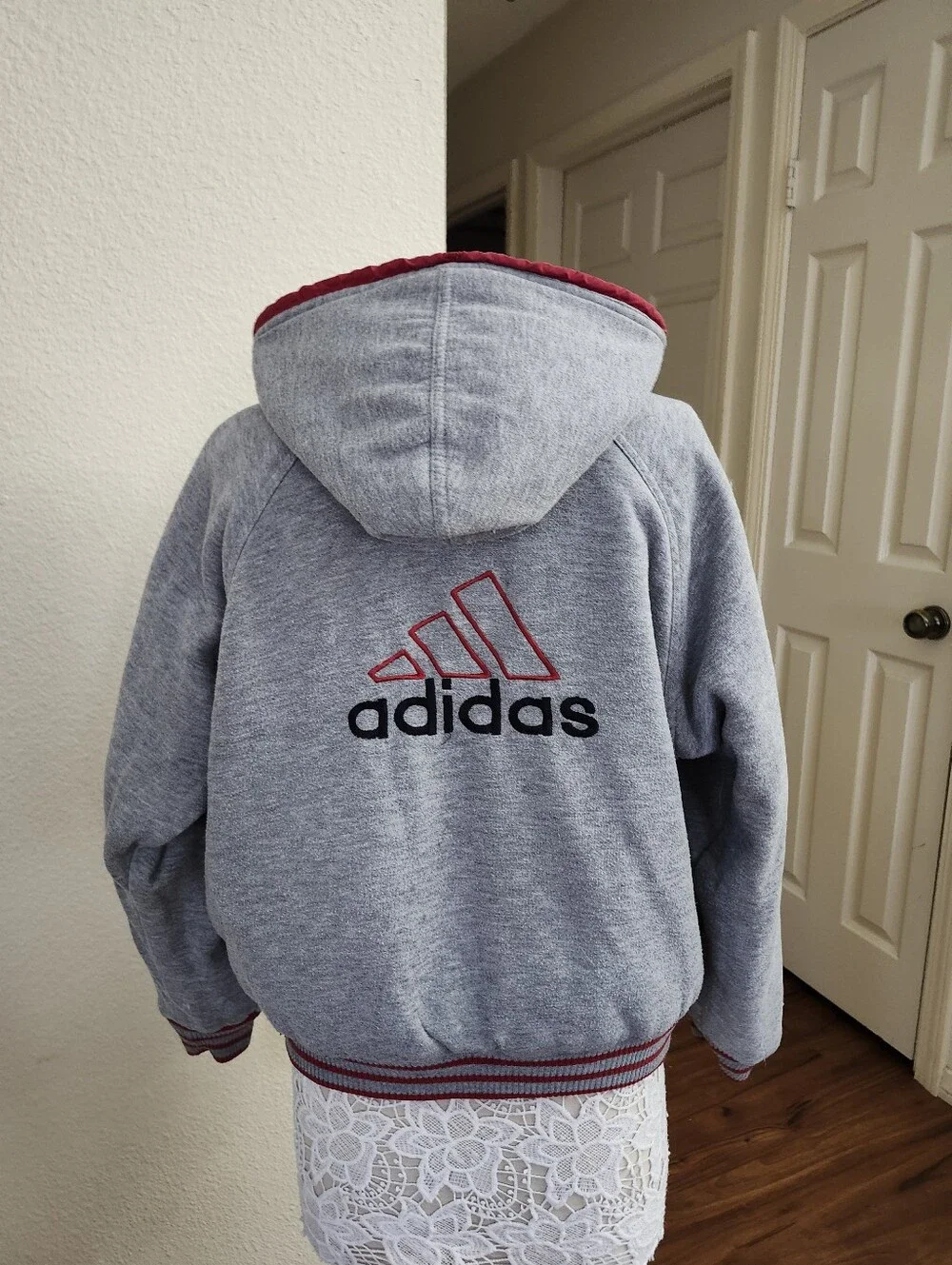 Vintage Adidas Y2K 90's Reversible Hooded Nylon Fleece   Jacket Mens Size Medium